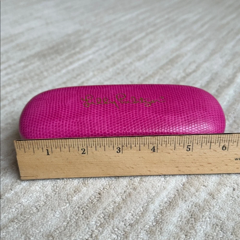 Lilly Pulitzer Hot PINK Fuchsia Clamshell Eyeglass Case Hardcase Snake Reptile